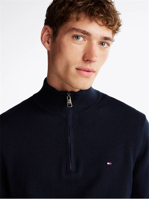 Pullover relaxed fit con cashmere e mezza zip TOMMY HILFIGER | MW0MW28049/DW5